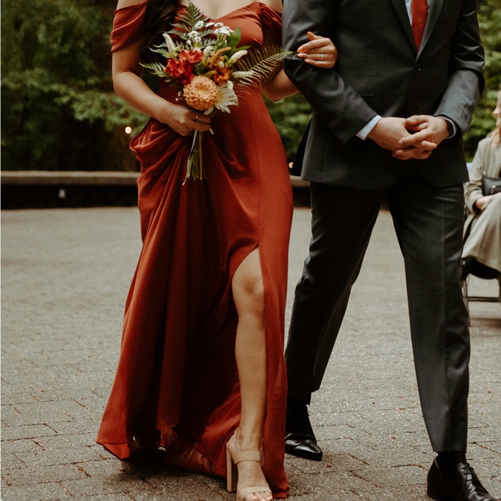 Birdy grey Chiffon bridesmaid dress in color “Spice”